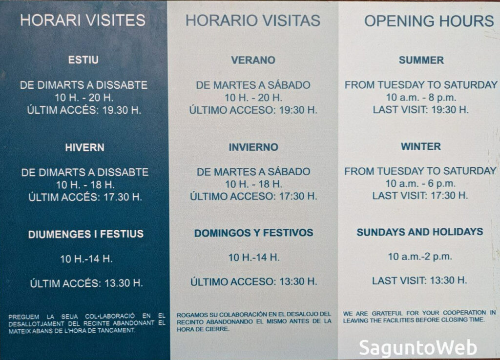 Horario de visitas al Castillo de Sagunto